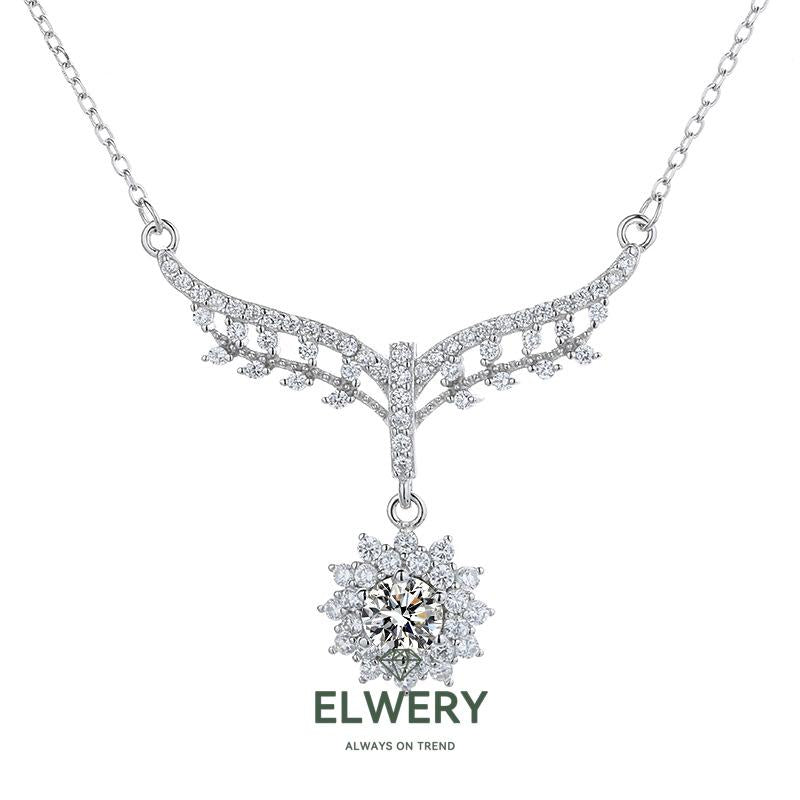 Angel Wings】Synthetic Moissanite Necklace Jewelry