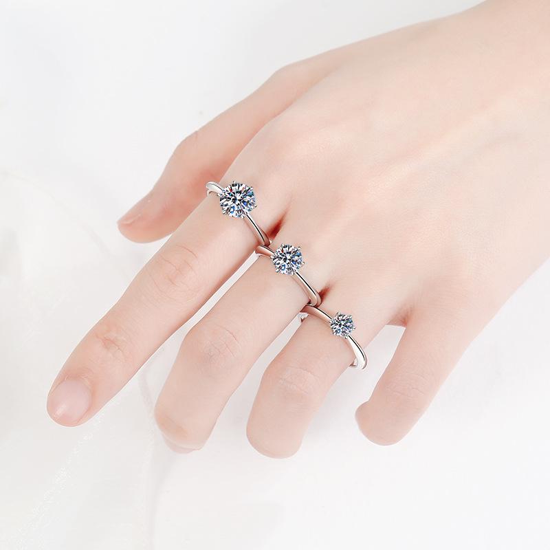 【R-050】925 Sterling Silver Moissanite rings