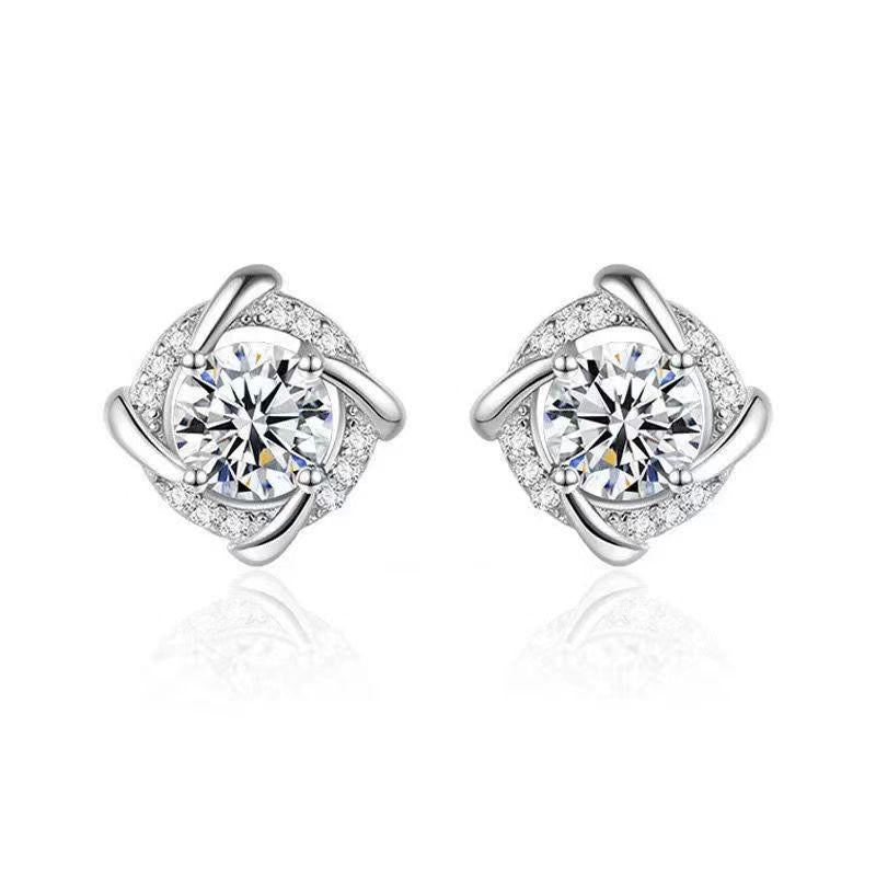 【E-111】925 Sterling Silver Moissanite Earrings