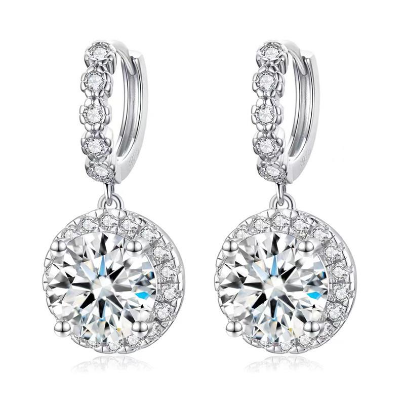 【E-080】925 Sterling Silver Moissanite Earrings