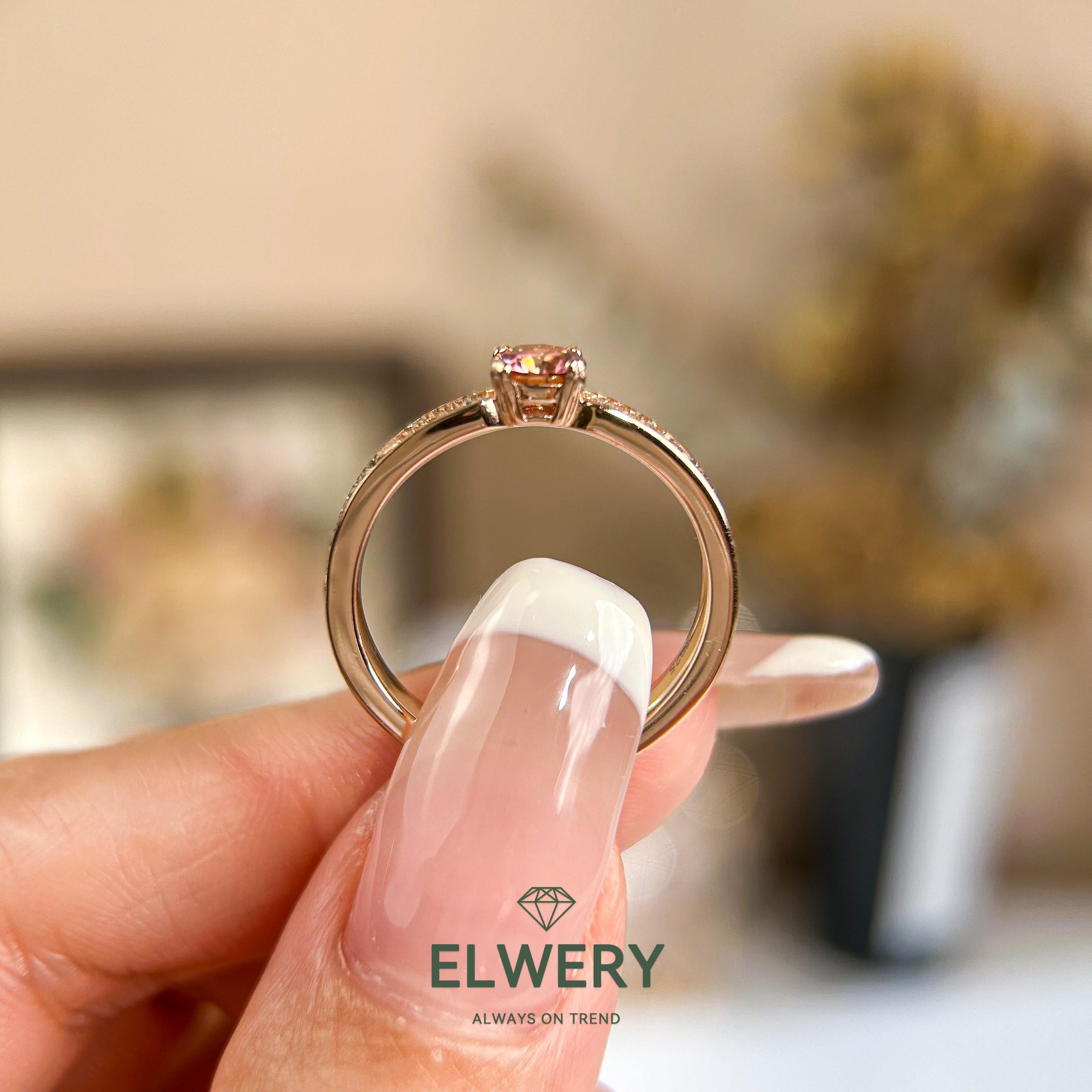 Rosy Star】Synthetic Moissanite Rings Jewelry