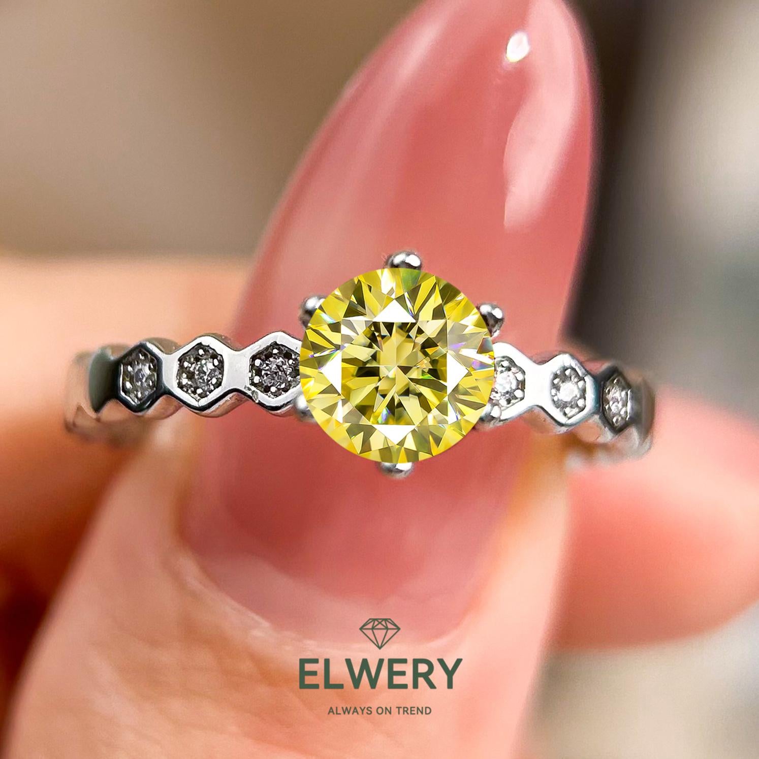 Honeycomb】Synthetic Moissanite Rings Jewelry