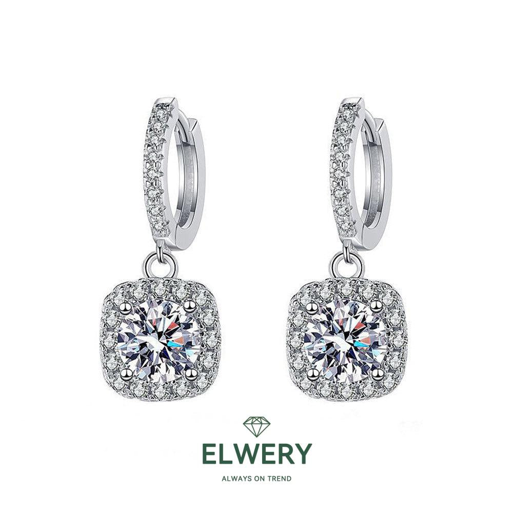 Classic Cushion】Synthetic Moissanite Earrings Jewelry Set in 925 Sterling Silver-Beauty Women Gift Holiday Friends