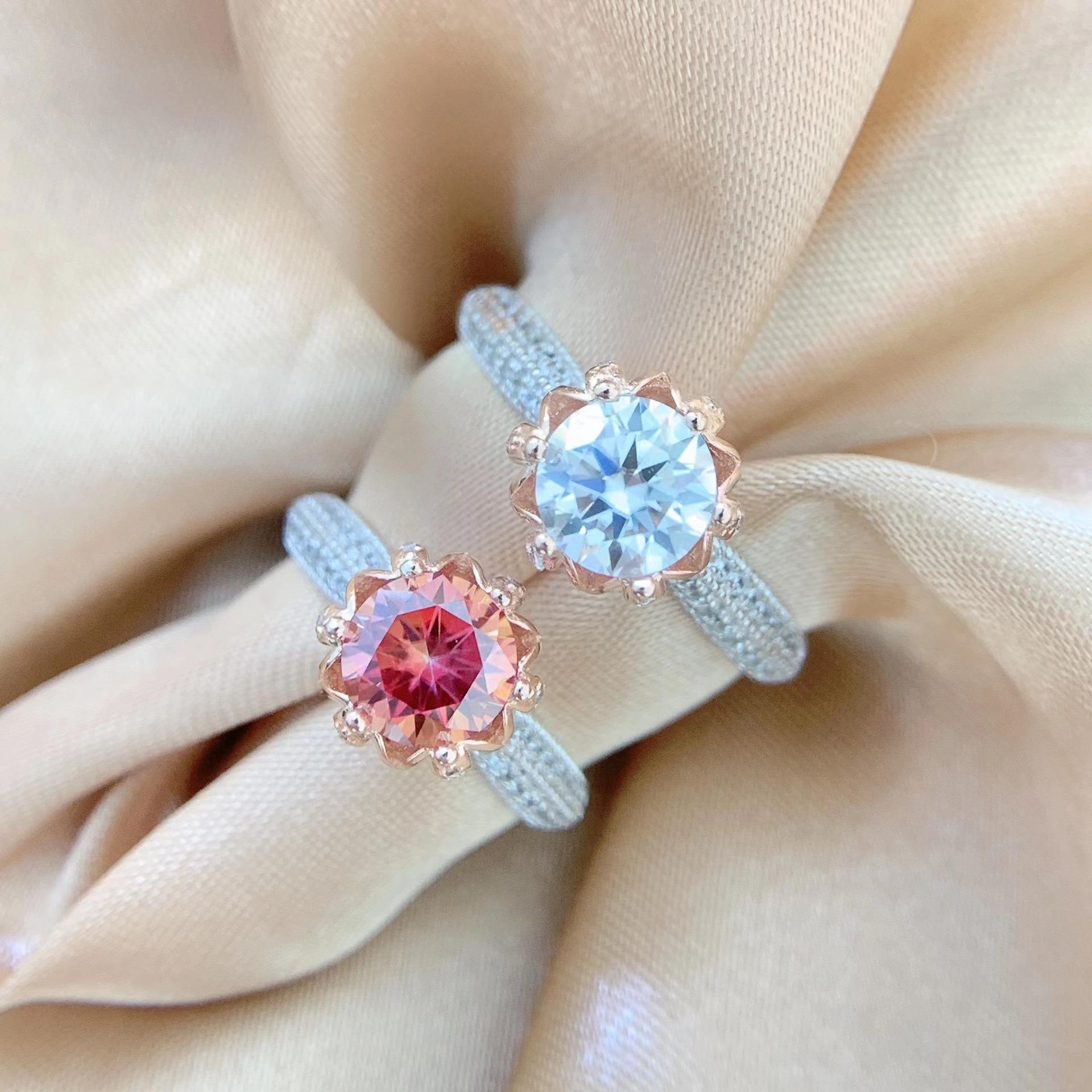 【R-314】925 Sterling Silver Colorful Moissanite rings