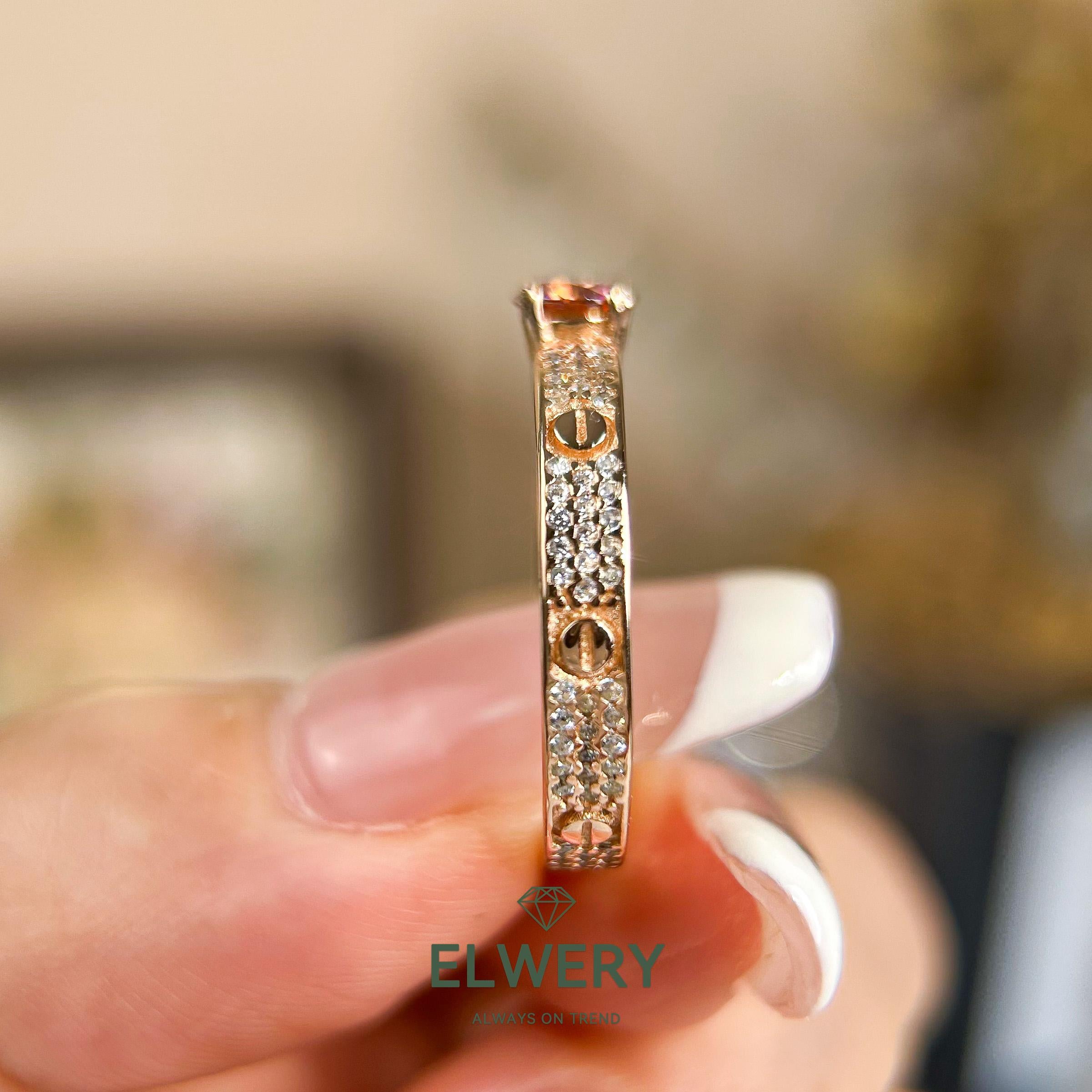 Rosy Star】Synthetic Moissanite Rings Jewelry