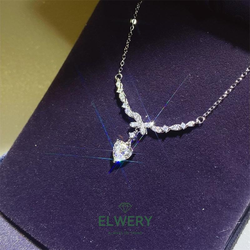 Butterfly Kiss】Synthetic Moissanite Necklace Jewelry Set in 925 Sterling Silver