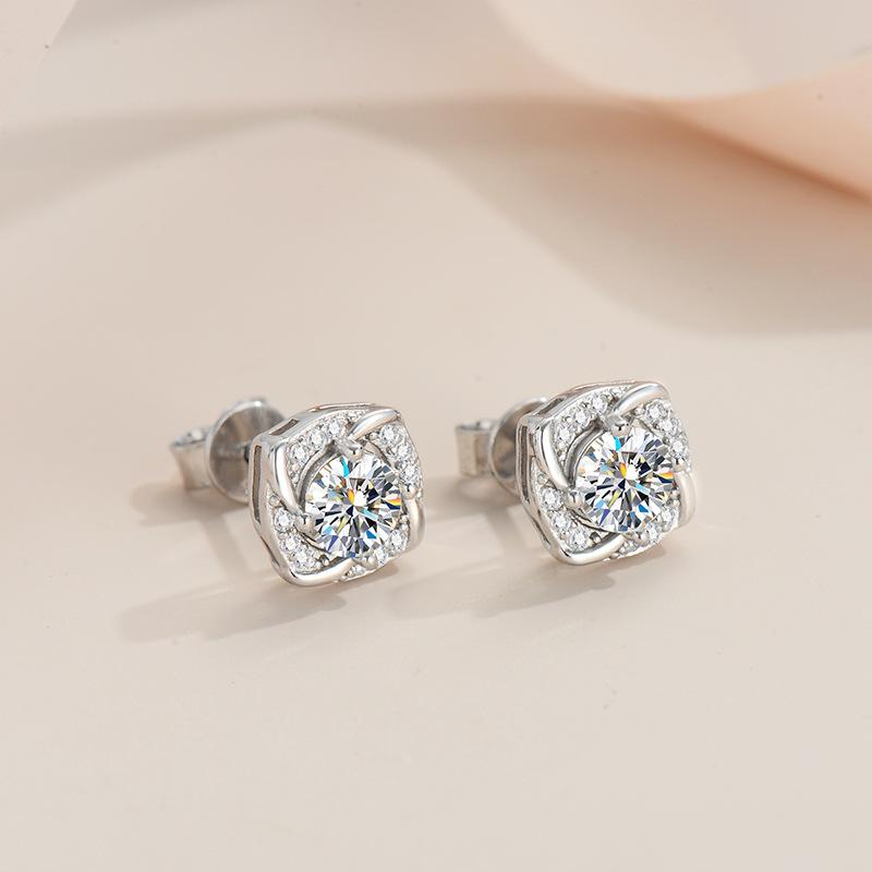 【E-111】925 Sterling Silver Moissanite Earrings