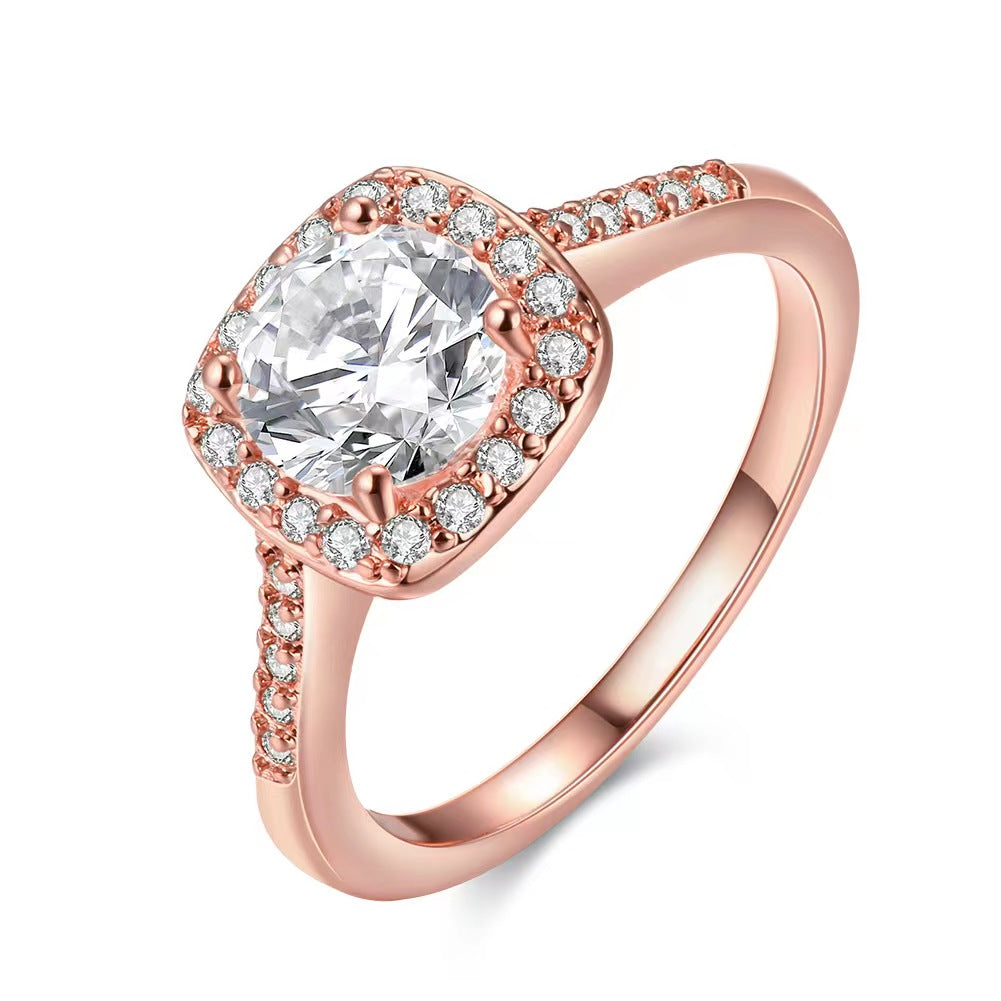 【S-002】 925 Sterling Silver Rose Gold Plated Moissanite rings