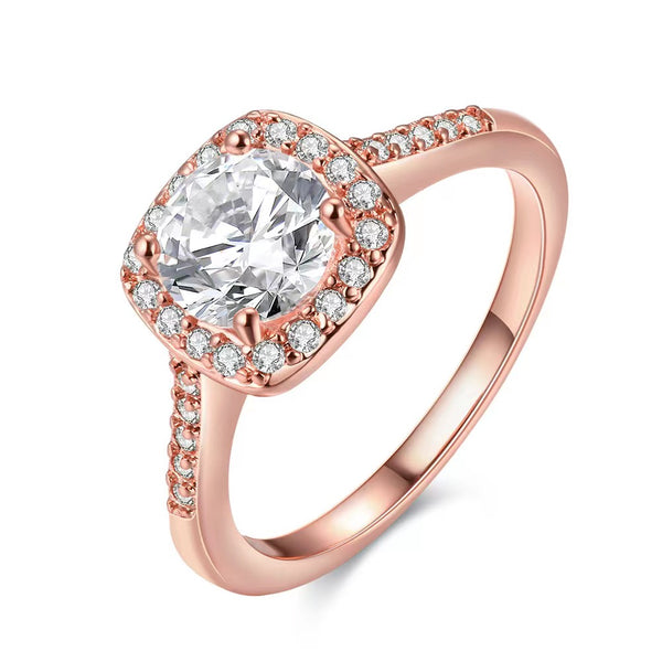 【S-002】 925 Sterling Silver Rose Gold Plated Moissanite rings