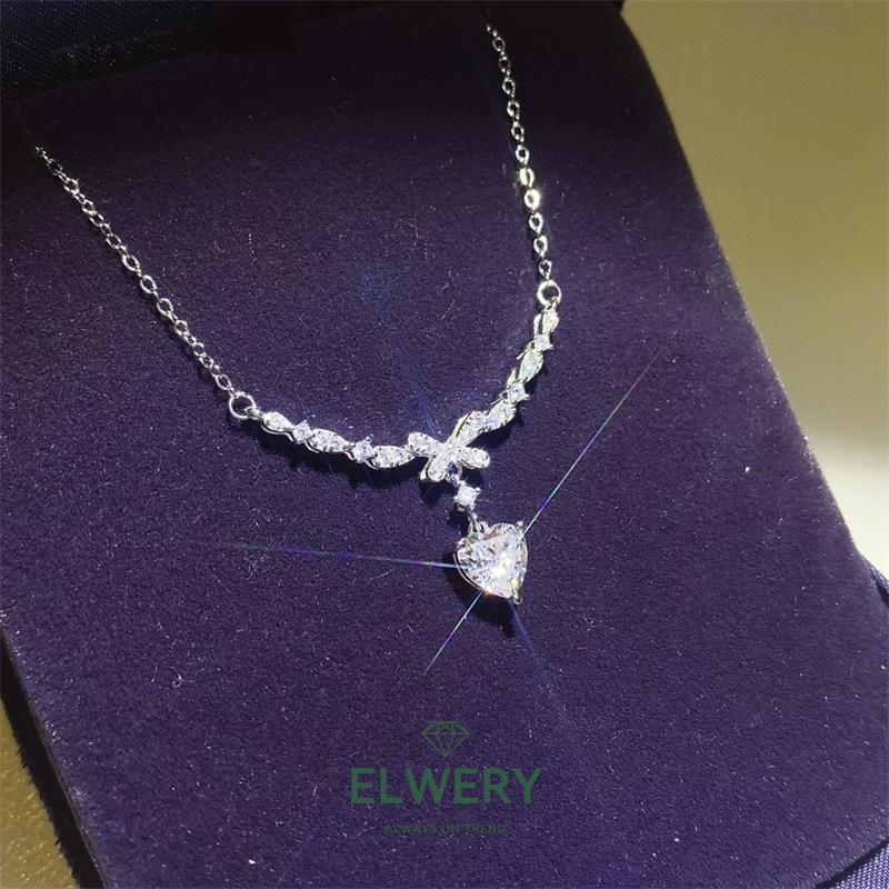 Butterfly Kiss】Synthetic Moissanite Necklace Jewelry Set in 925 Sterling Silver