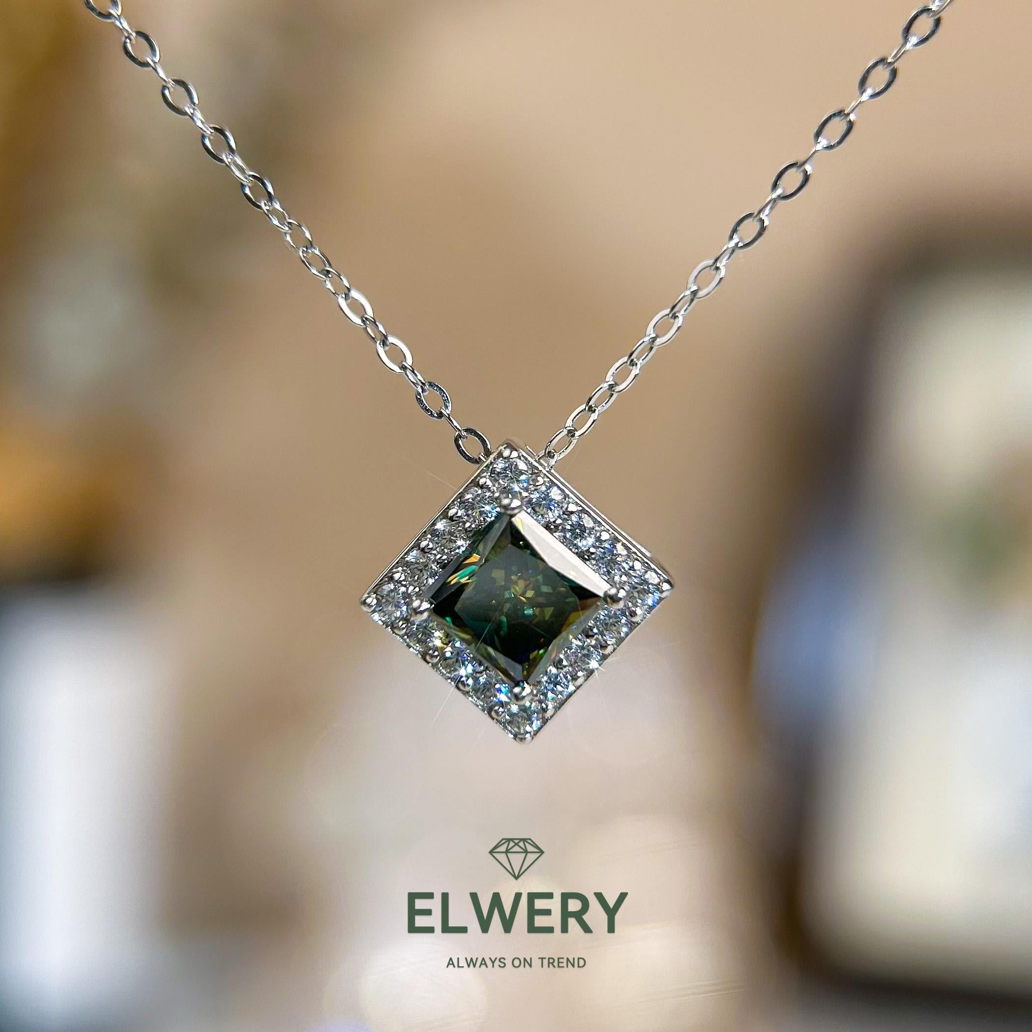 Princess Square】Synthetic Moissanite Necklace