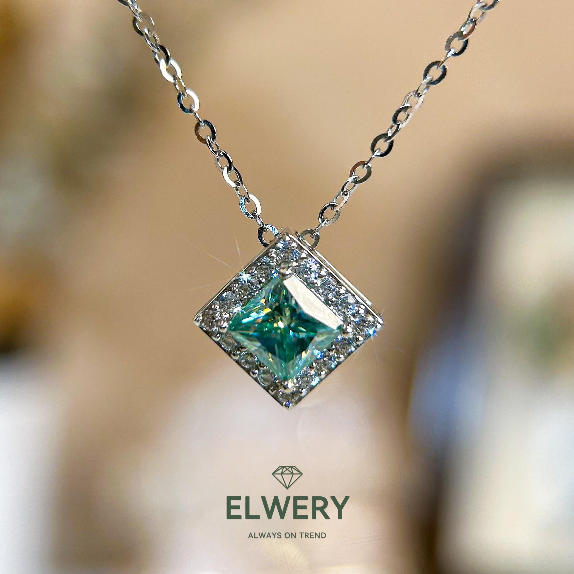 Princess Square】Synthetic Moissanite Necklace