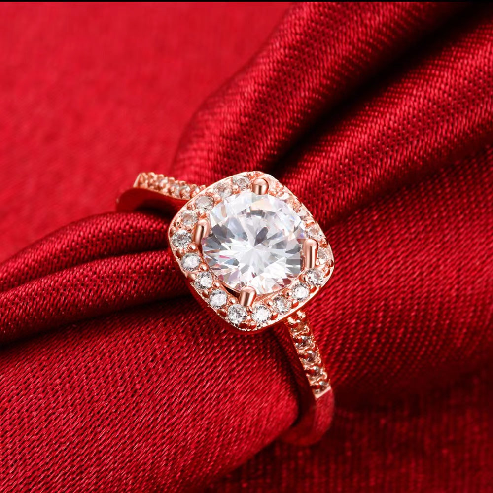 【S-002】 925 Sterling Silver Rose Gold Plated Moissanite rings