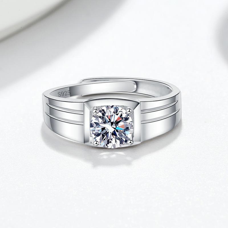 【R-016】925 Sterling Silver Moissanite Man rings