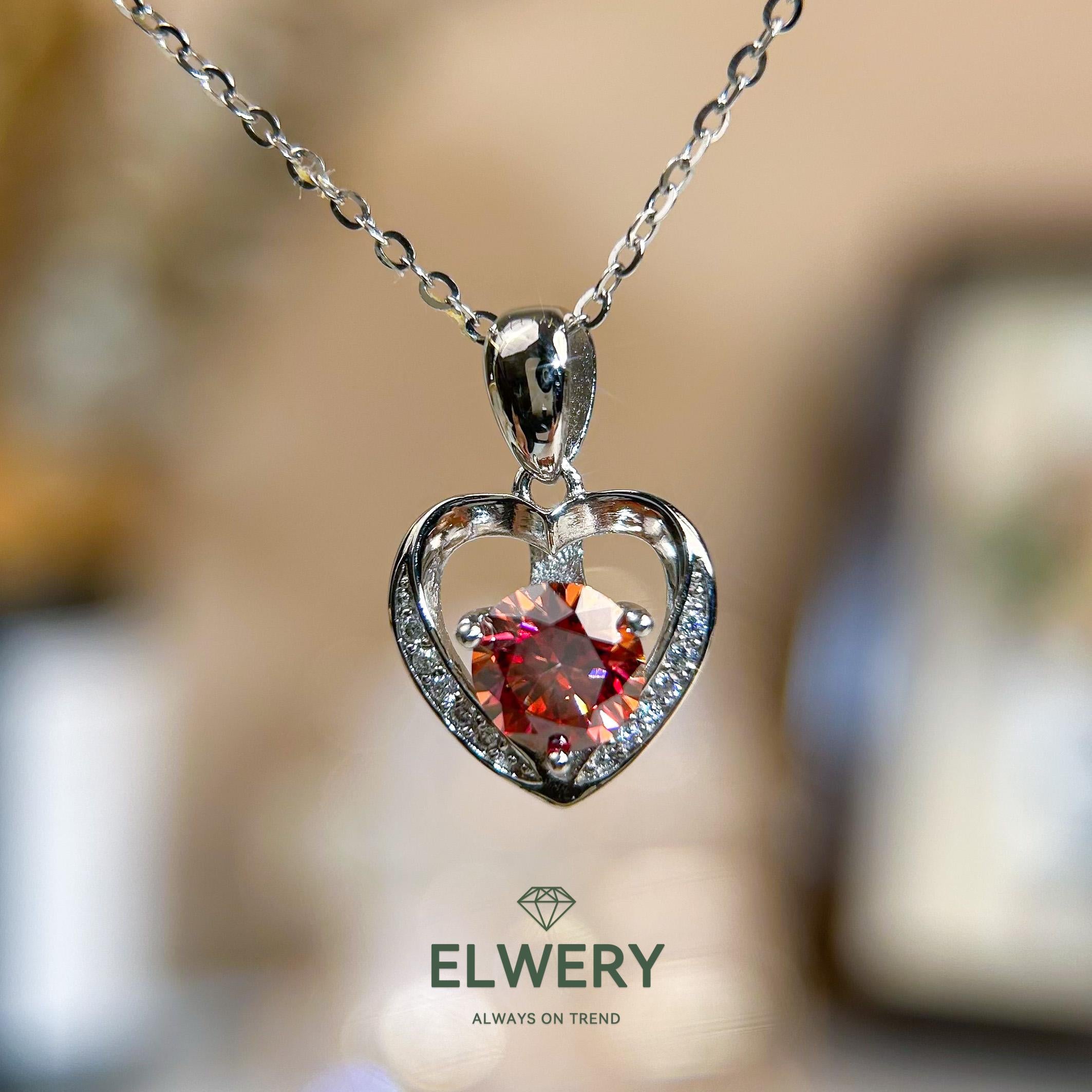 Blazing Heart】Synthetic Moissanite Necklace