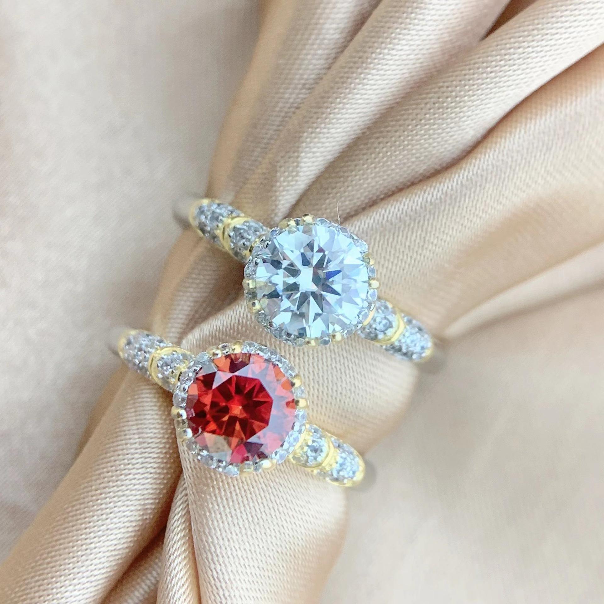 【R-290】925 Sterling Silver Colorful Moissanite rings