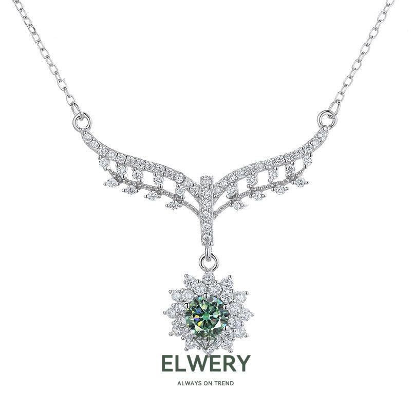 Angel Wings】Synthetic Moissanite Necklace Jewelry