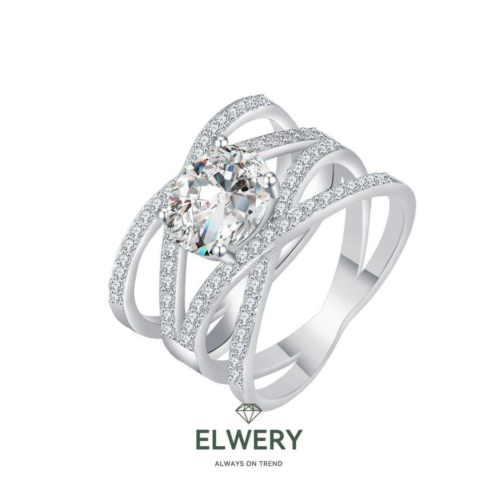 Oval Ribbon】2CT Synthetic Moissanite Rings Jewelry