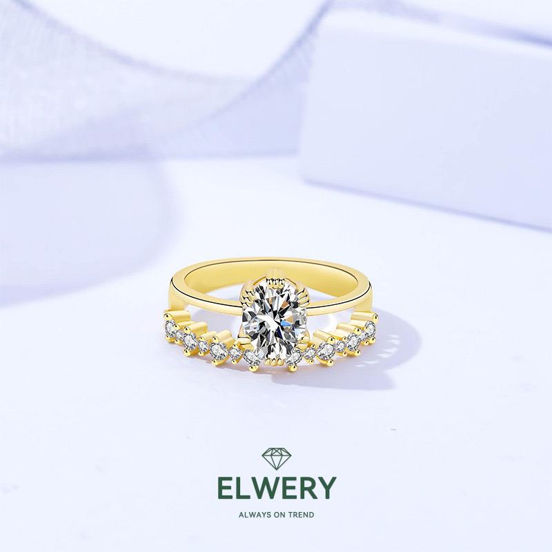 Setting Sun】Synthetic Moissanite Rings Jewelry Set in 925 Sterling Silver