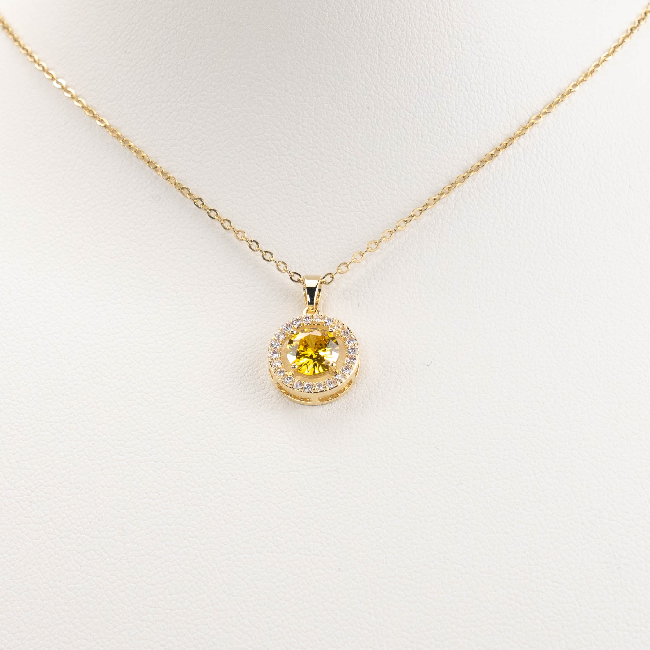 【N-DZR435】Plated 14k Gold Zircon Necklace