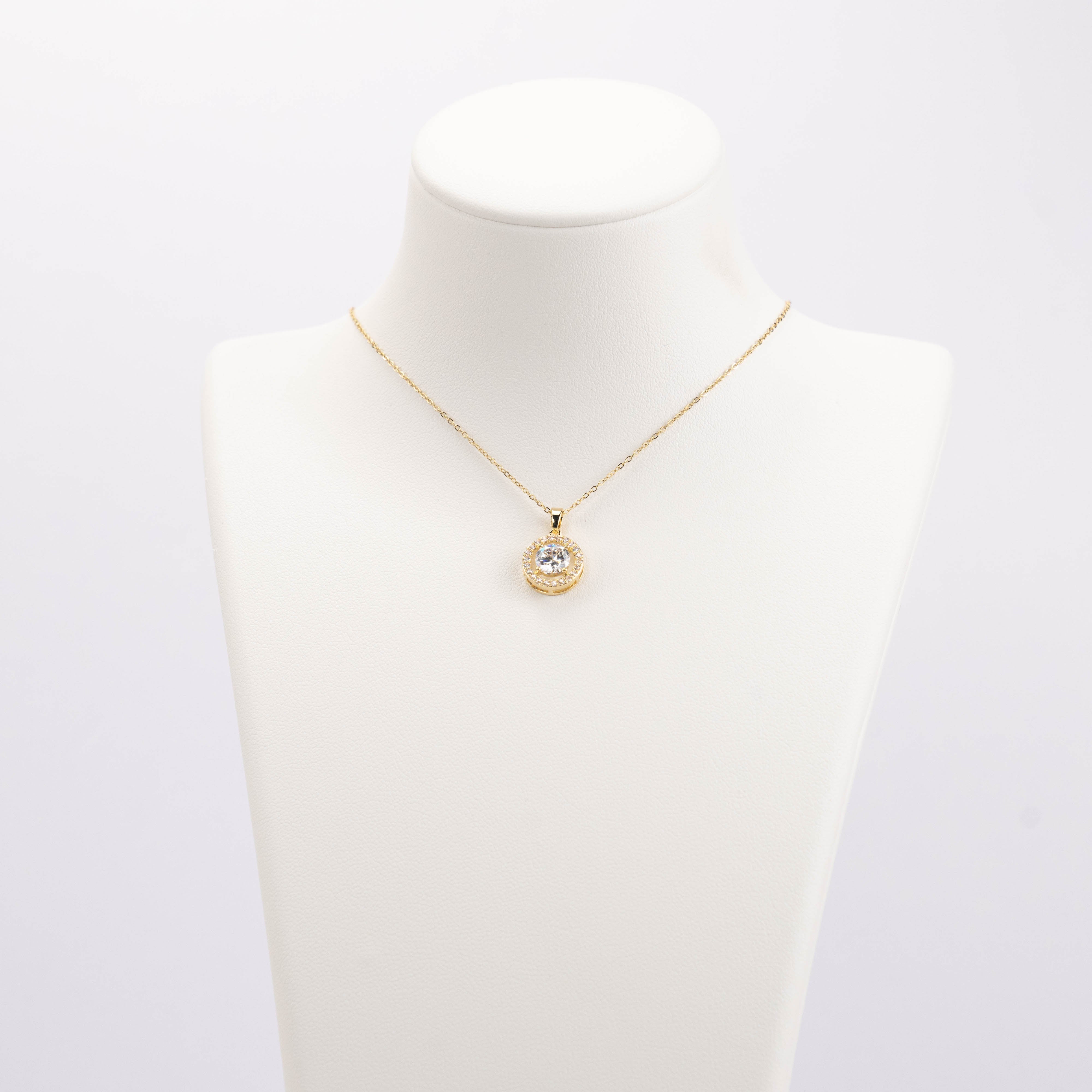 【N-DZR435】Plated 14k Gold Zircon Necklace