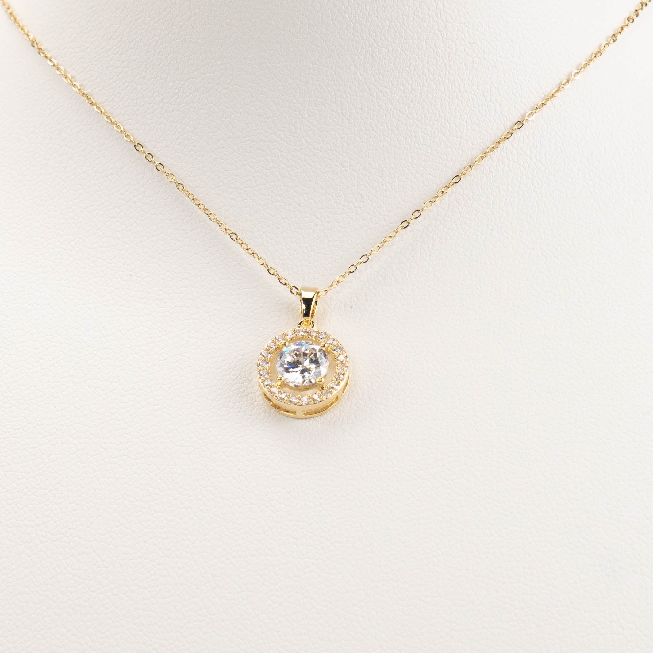 【N-DZR435】Plated 14k Gold Zircon Necklace