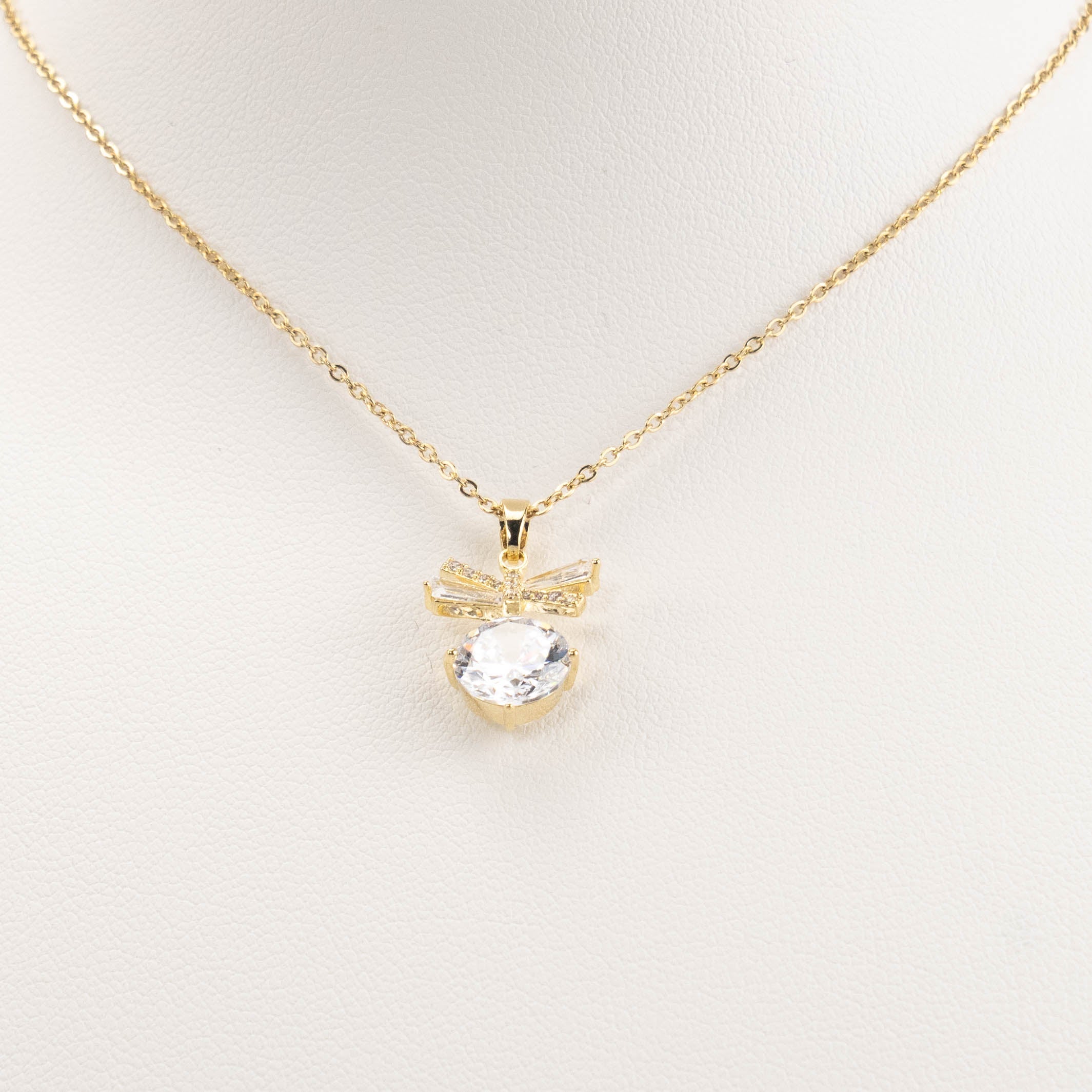 【N-DZR483】Plated 14k Gold Zircon Necklace