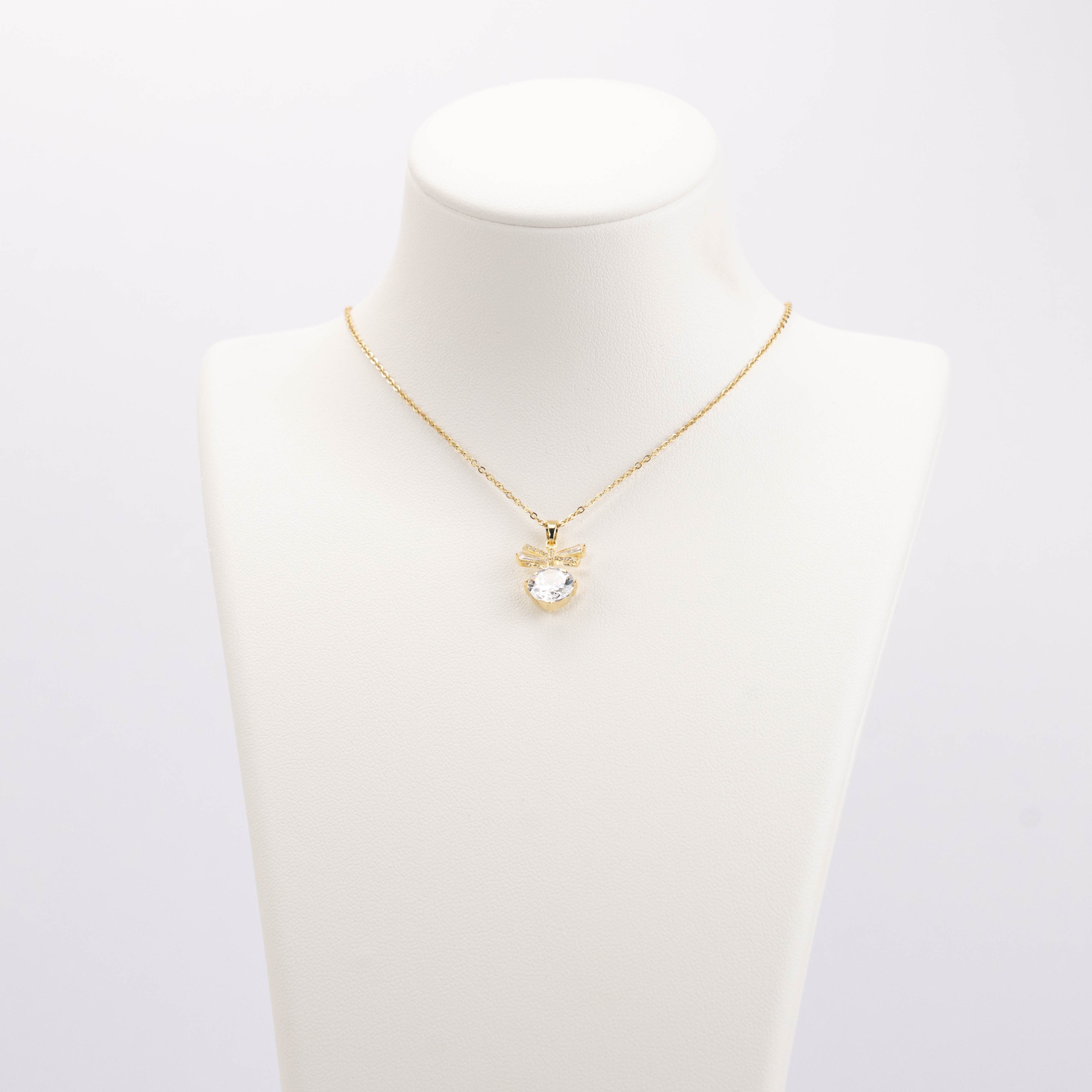 【N-DZR483】Plated 14k Gold Zircon Necklace