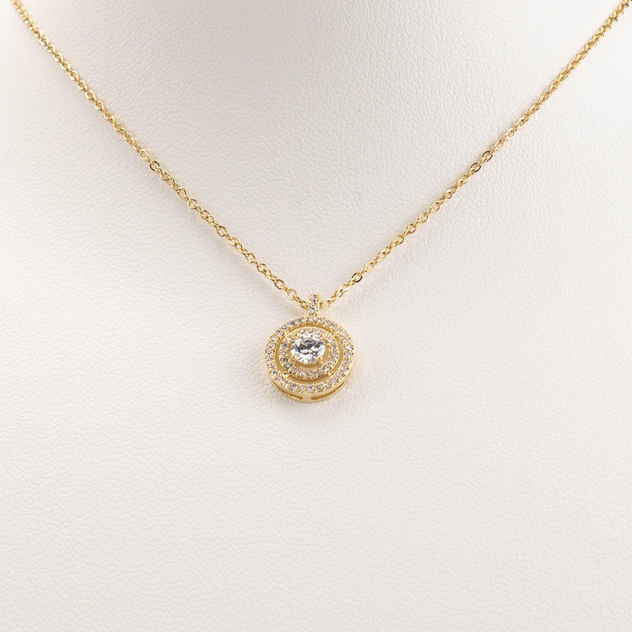 【N-DZR296】Plated 14k Gold Zircon Necklace