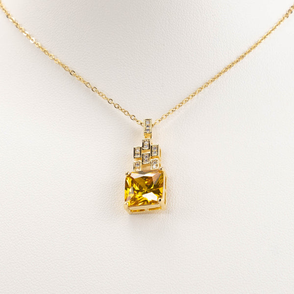 【N-DZR509】Plated 14k Gold Zircon Necklace