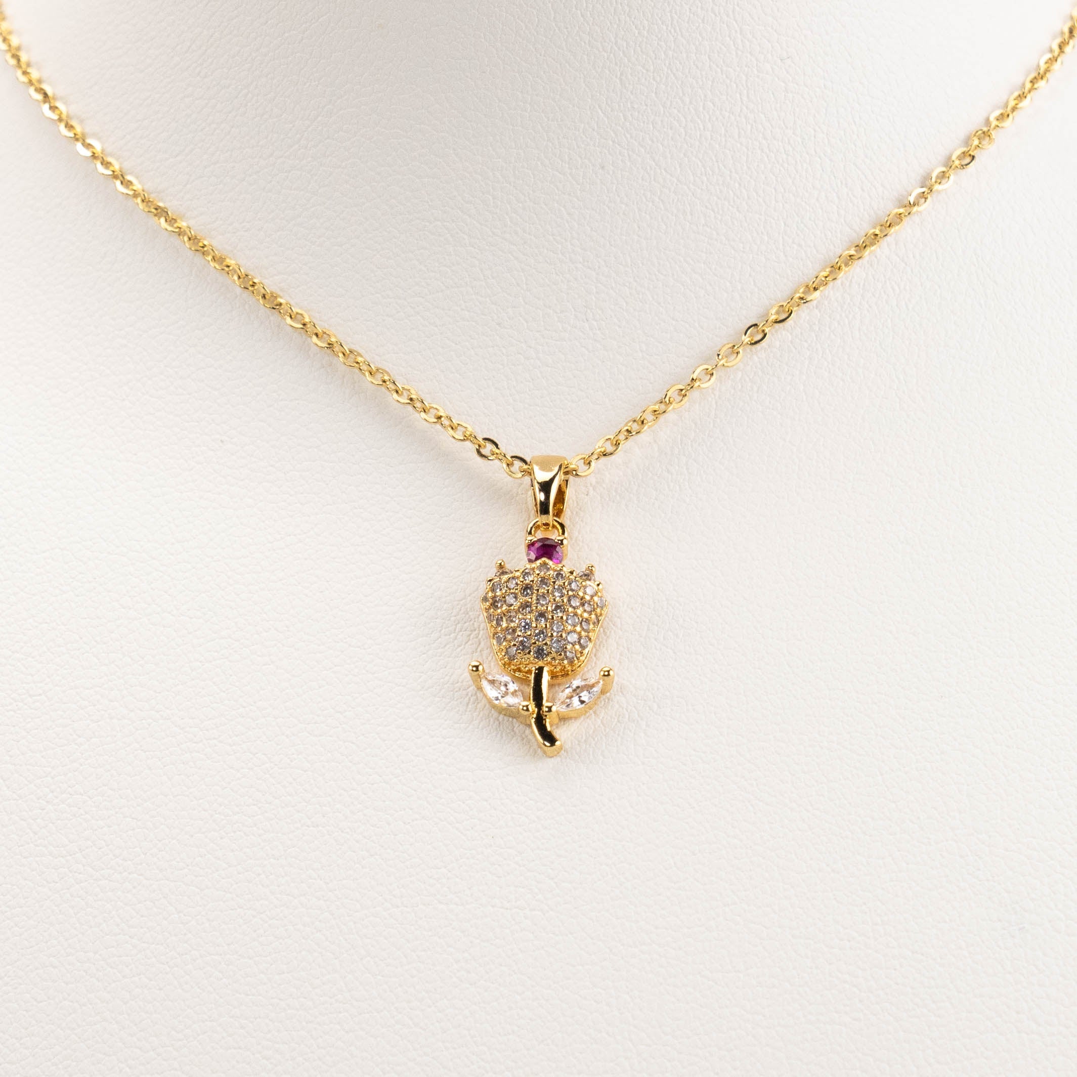 【N-X01】Plated 14k Gold Zircon necklace