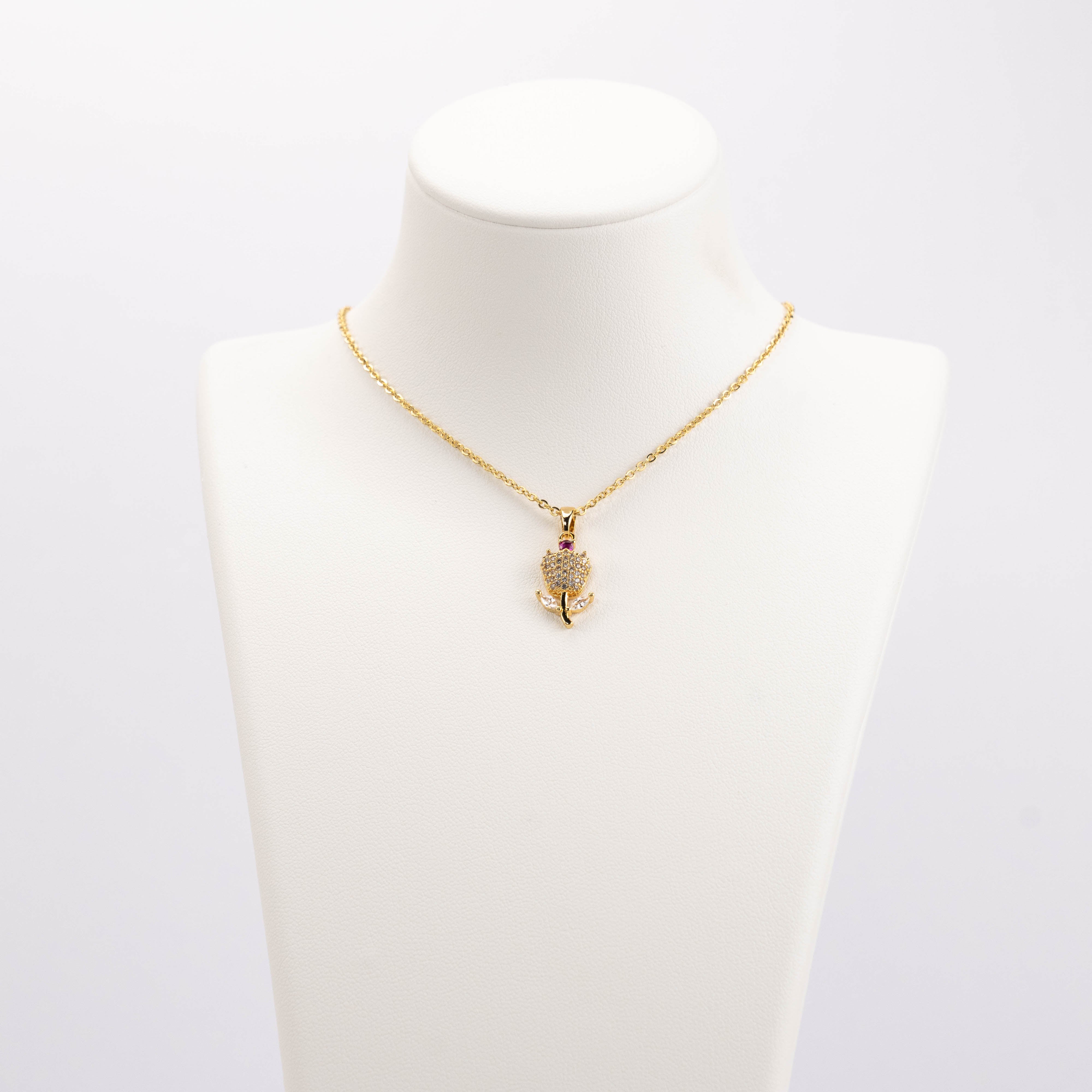 【N-X01】Plated 14k Gold Zircon necklace