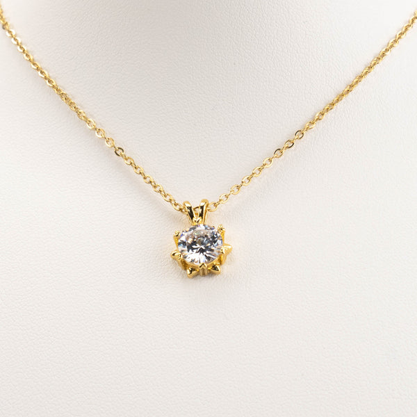 【N-X14】Plated 14k Gold Zircon necklace