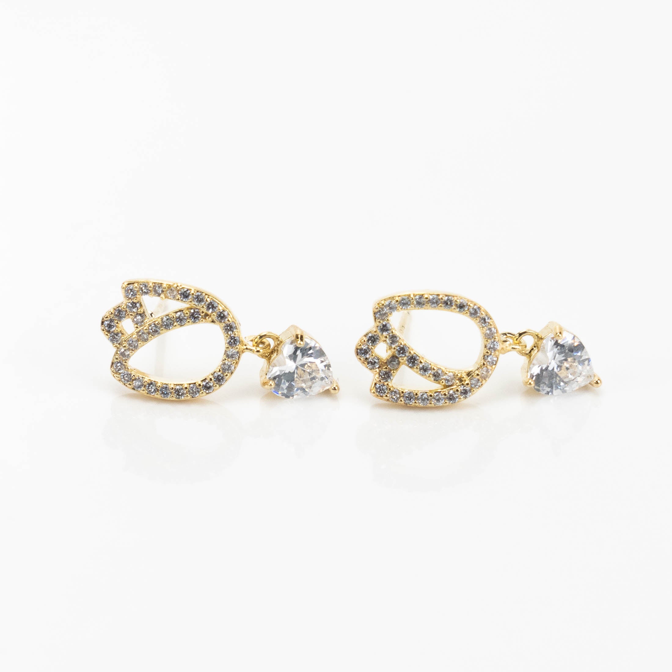 【E-EHR140】Plated 14k Gold Zircon earrings