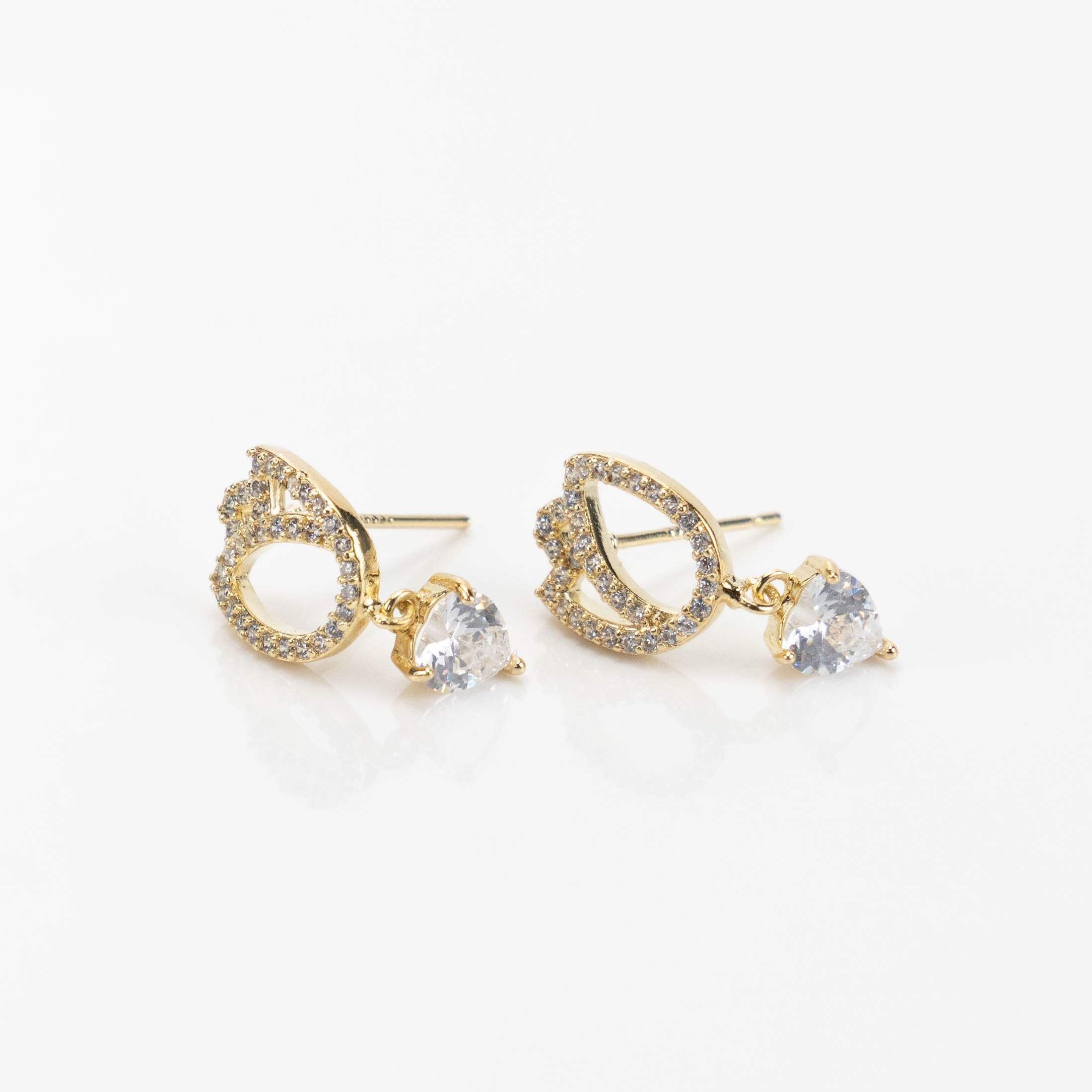 【E-EHR140】Plated 14k Gold Zircon earrings