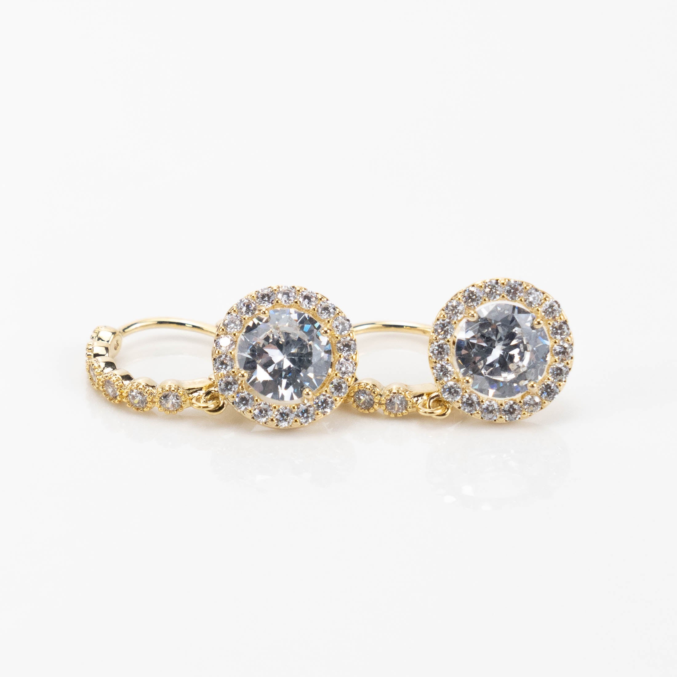 【E-EHR023】Plated 14k Gold Zircon earrings