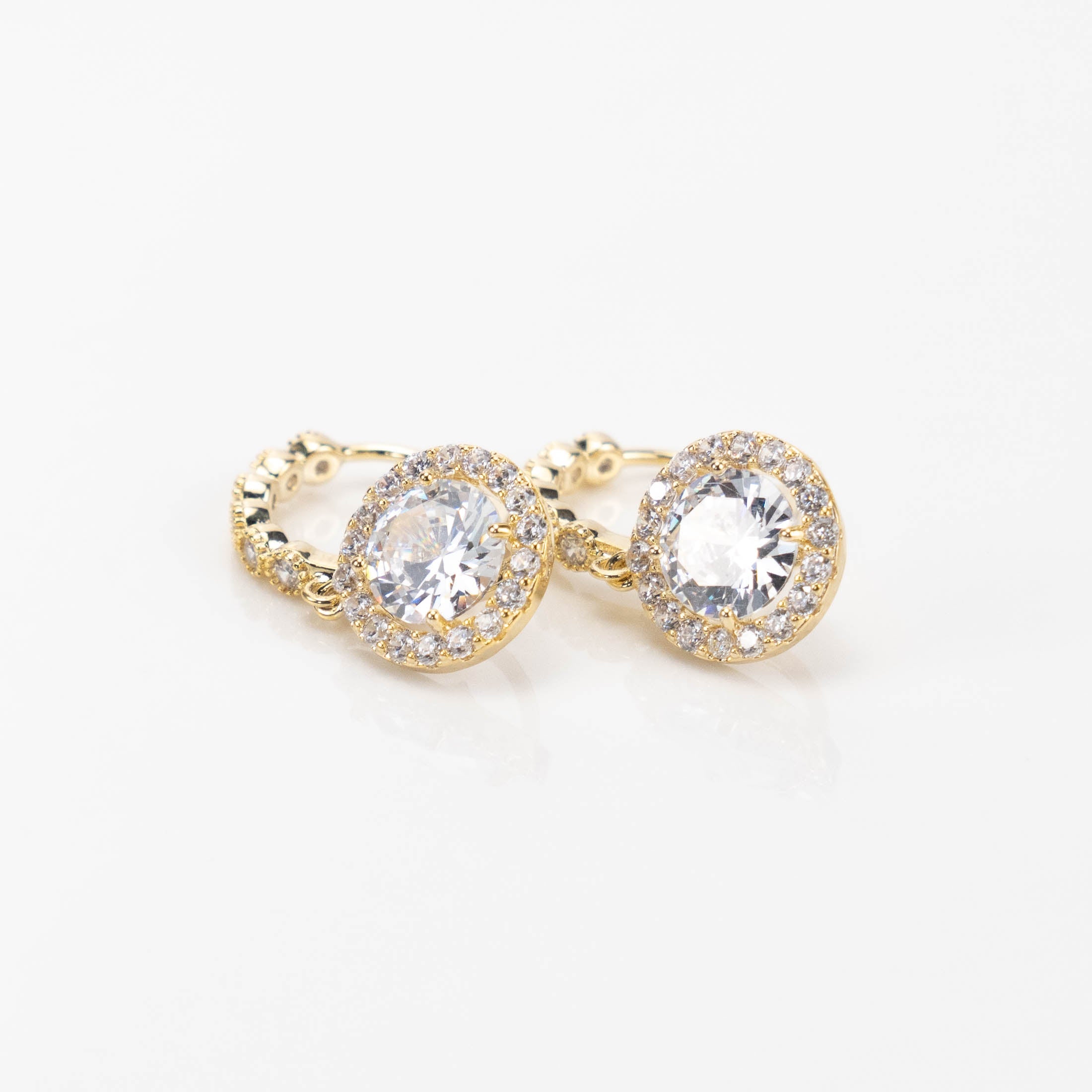 【E-EHR023】Plated 14k Gold Zircon earrings