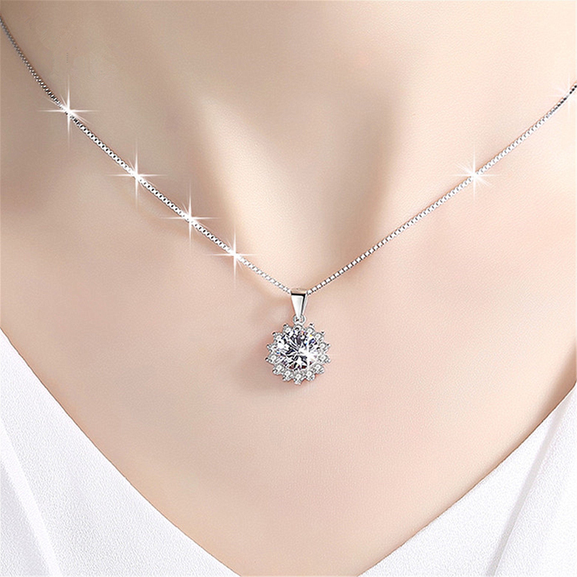 【L-012】925 Sterling Silver Moissanite necklace