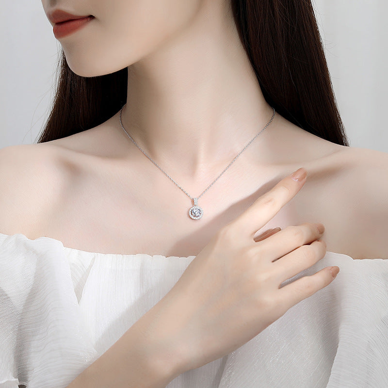 【L-070】925 Sterling Silver Moissanite necklace